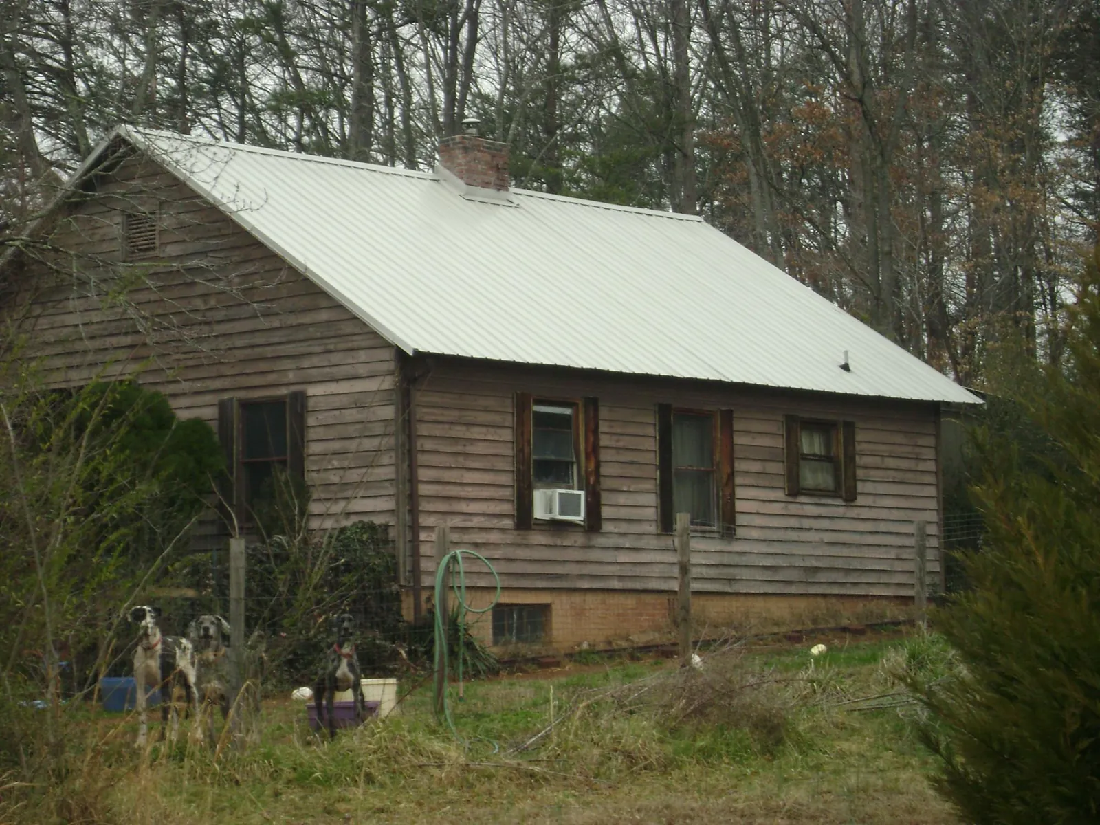 White metal roof on an old wood sided farmhouse, from a Asphalt Shingle Roof Repair job in Blue Island